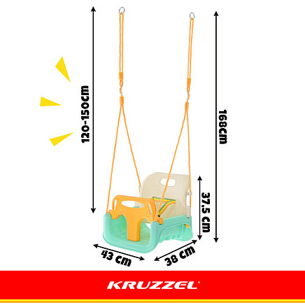Kruzzel 3-in-1 Cream and Turquoise Childrens Swing - 5900779962781 Kruzzel 3-in-1 Cream and Turquoise Childrens Swing