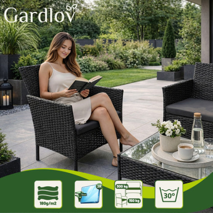 Meble ogrodowe rattanowe czarne Gardlov 26908