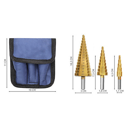 Set of conical drills - 3 pcs.
