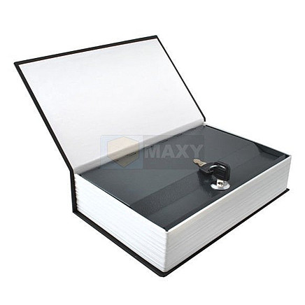 Seifs grāmata ar atslēgu slēdzeni, melns