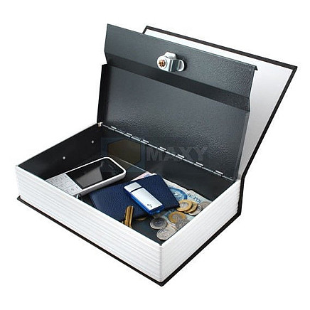 Seifs grāmata ar atslēgu slēdzeni, melns