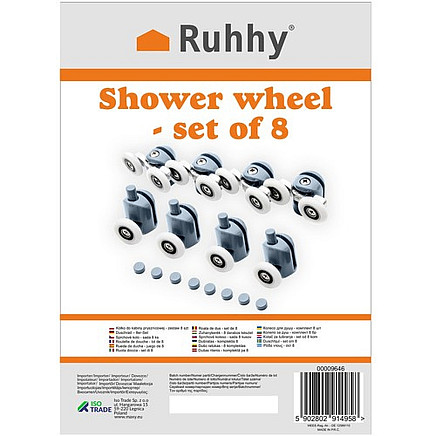 Dušas kabīnes bīdāmo durvju riteņu maiņas kompleks, 8 gab. - 5902802914958 Dušas kabīnes bīdāmo durvju riteņu maiņas kompleks, 8 gab.