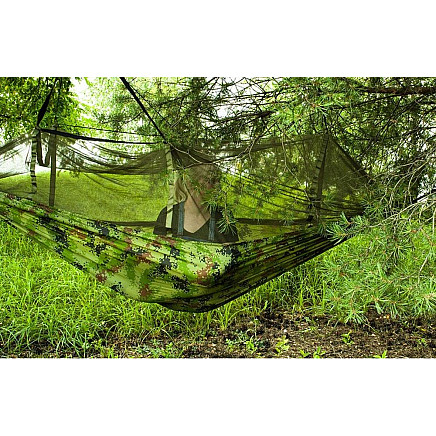 Tūristu Kempinga Dārza Šūpuļtīkls ar Moskītu Tīklu — 260x140 сm, Kamuflāža