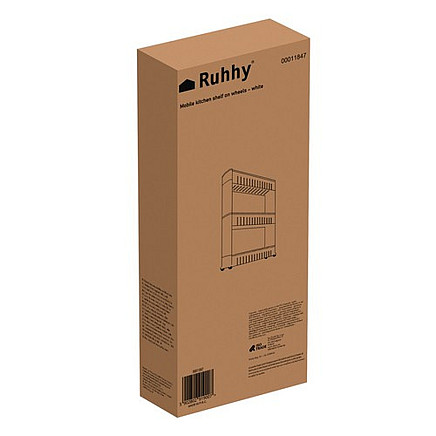 Pārvietojams plaukts uz riteņiem (ratiņi) virtuvei / vannas istabai, Balts