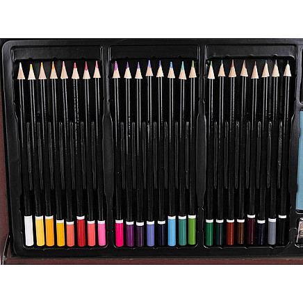 143-Piece Universal Creative Artwork Set - Portable Childrens Painting Kits in Lockable Wooden Suitcase