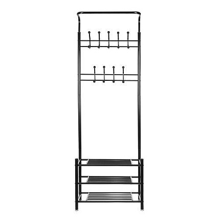 Многофункциональная 3-полочная гардеробная вешалка для одежды для прихожей и спальни - прочная конструкция из железных труб с 18 крючками