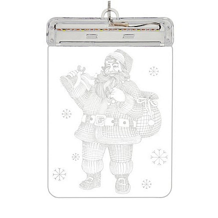 3D двустороннее витражное украшение LED Санта - универсальное рождественское украшение и ночник на батарейках