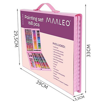 Painting set in a suitcase 168 pcs pink