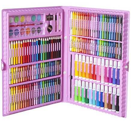 Painting set in a suitcase 168 pcs pink