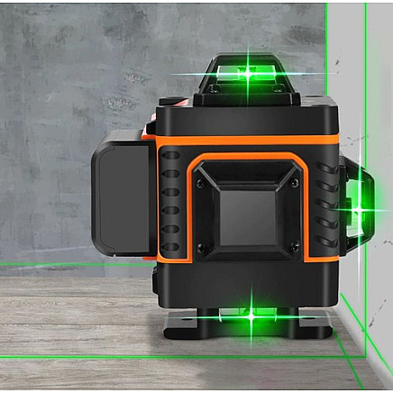 4D Precision Laser Level with Wall Mount - Waterproof, Dust-Resistant - 360-Degree Green Laser Measurement Lines - Self-Leveling, Professional Grade