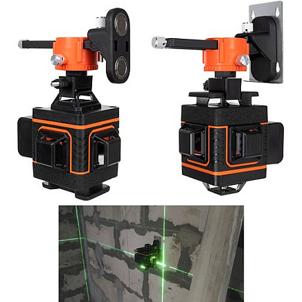 4D Precision Laser Level with Wall Mount - Waterproof, Dust-Resistant - 360-Degree Green Laser Measurement Lines - Self-Leveling, Professional Grade