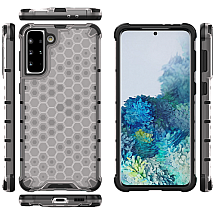 Honeycomb case, armoured cover with TPU bumper for Samsung Galaxy S21 5G black