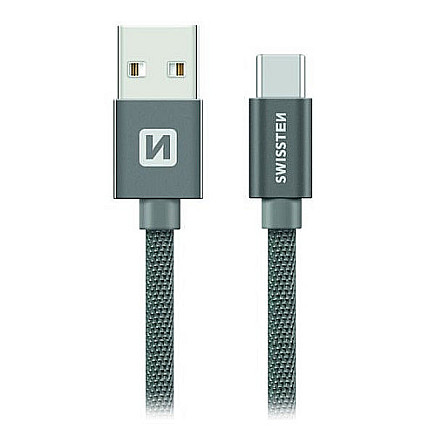 Swissten textile cableis USB-A 3.1 to USB-C