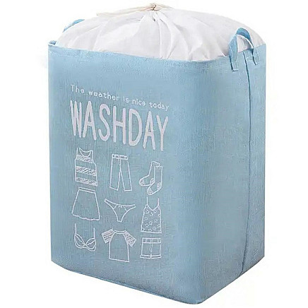 Folding laundry basket, bag, 70L, blue