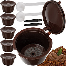 Premium Eco-Friendly Reusable Coffee Capsules Set: Durable Silicone Seal & Steel Filter - 6 pcs with Measuring Cups & Brushes for Coffee & Tea Brewing