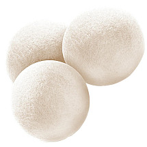 Set of 3 wool balls for tumble dryers to prevent clothes from bunching and soften the wash