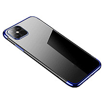 Caurspīdīgs krāsu futrālis, želejas TPU galvanizācijas rāmja vāciņš Samsung Galaxy A22 5G blue