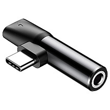 Baseus Audio konvertors L41 adapteris no USB-C uz USB-C portu + 3,5 mm austiņu ligzda melns (CATL41-01)