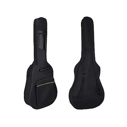 Adjustable & Damage-Resistant Guitar Case - Comfortable Carrier with A4 Storage for Professional Musicians & Music Students, Black Polyester, Fits Up to 41-Inch Guitars