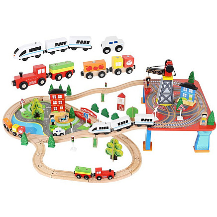 Versatile 88-Piece Magnetic Wooden Railway Set for Kids - Creativity-Stimulating, Secure and Durable - Ages 3+