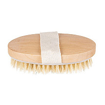 Skin detoxifying wet and dry massage brush - anti-cellulite, exfoliating, blood circulation stimulating, with natural Schima Superba bristles for daily body care.