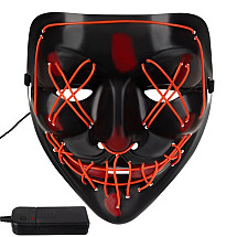 LED Celebration Mask with 3 Light Modes - Universal and Easy Breathing, Black/Red