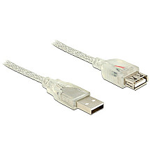 Delock USB 2.0 Type-A male > USB 2.0 Type-A female 0,5 м прозрачный