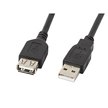 LANBERG USB-A M/F 2.0 kabelis 5m, melns