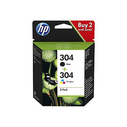 HP 304 Two-pack Black and Tri-colour Original Ink Cartridge