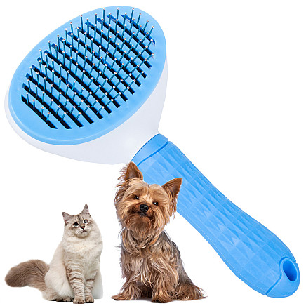 Self-cleaning hair brush for dogs cats