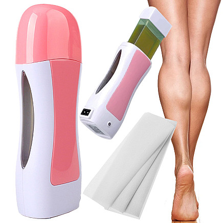 Depilation kit heater wax roll strips