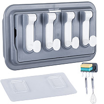 Daudzfunkcionāls sienas organizators ar salokāmu plauktu un 4 āķiem