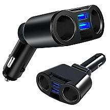 Cigarette lighter distributor charger 2 usb voltmeter