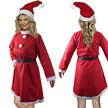 Salaveča sievas kostīms ar kleitu, cepuri un jostu, sarkans