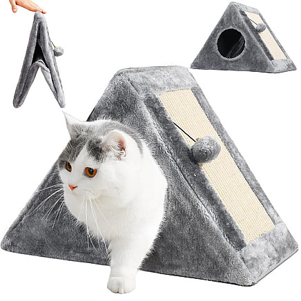 Scratching post triangle cat kennel cat bed toy ball
