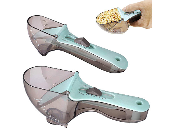 Regulējamu mērkarotu komplekts virtuvei, 2 gab., zils