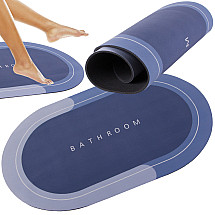 Ātri žūstoša neslīdoša vannas istabas paklājiņš, absorbējošs, zils