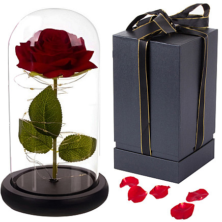 Everlasting rose in glass red led gift luminous for an occasion for women