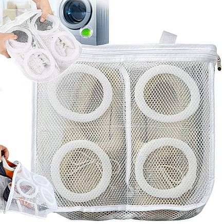 Mesh pouch for washing childrens shoes with zipper capacious