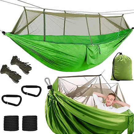 Hammock with mosquito net tourist camping hanging ropes bag lightweight cover