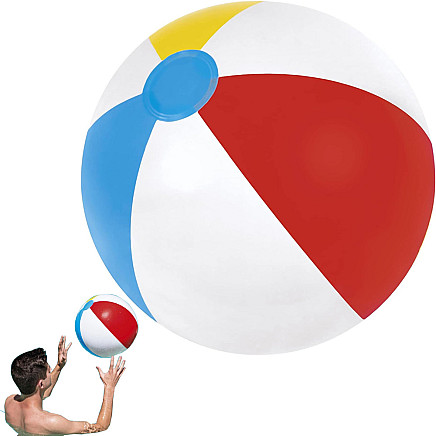 Multi-coloured inflatable childrens beach ball 30 cm for the pool