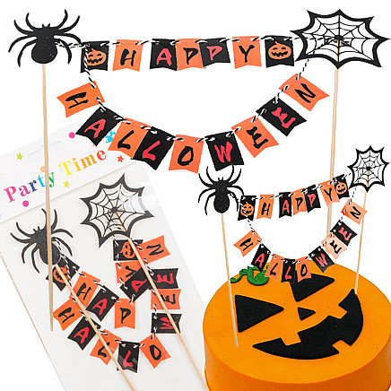 Halloween decoration for a cake cupcake picker topper garland paper