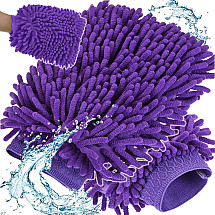 Microfibre glove for car washing and polishing, double-sided, 22cm x 15cm, purple