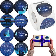 Dekoratīvās Ziemassvētku uzlīmes dāvanām rullī, 500 gab.