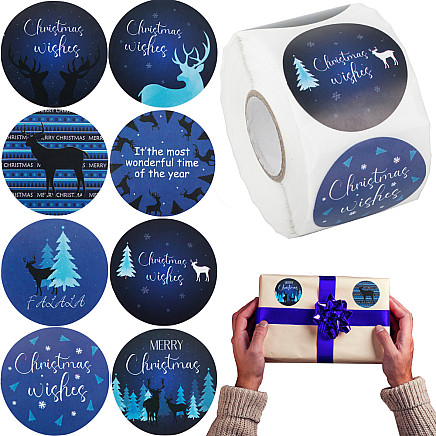 Dekoratīvās Ziemassvētku uzlīmes dāvanām rullī, 500 gab.