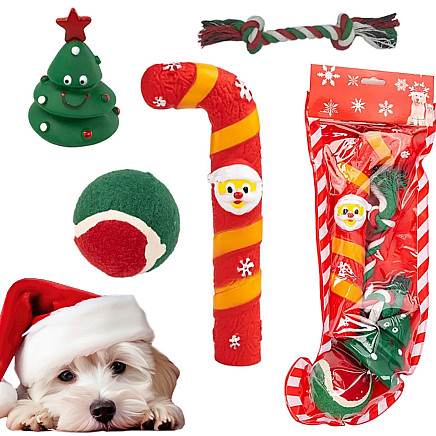 Set of dog toys dog chews tugger 4 pcs mix gift toy christmas