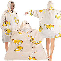 Silts oversize džemperis-sega Kaķēns, mīksts un ērts hūdijs ar kapuci