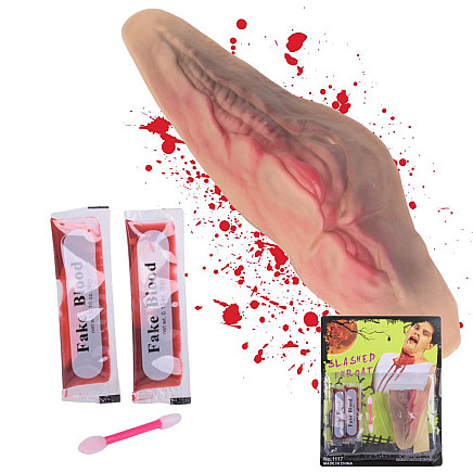 Mākslīgā brūce kaklam ar 10ml mākslīgajām asinīm, Halovīnam