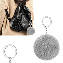 Key ring pendant bag pompon fur tinsel for handbags