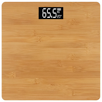 Elektroniskā bambusa digitālā vannas istabas svari ar LCD un temperatūras mērītāju, 180...